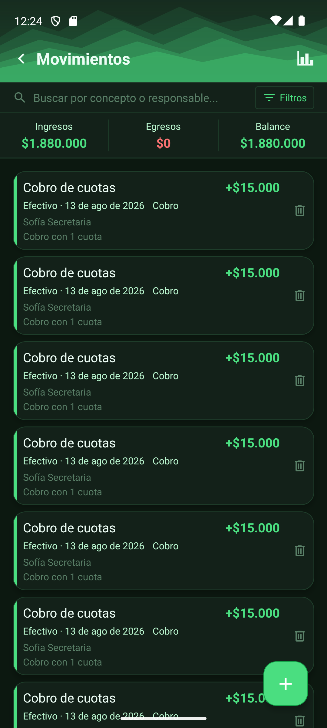 Lista de movimientos