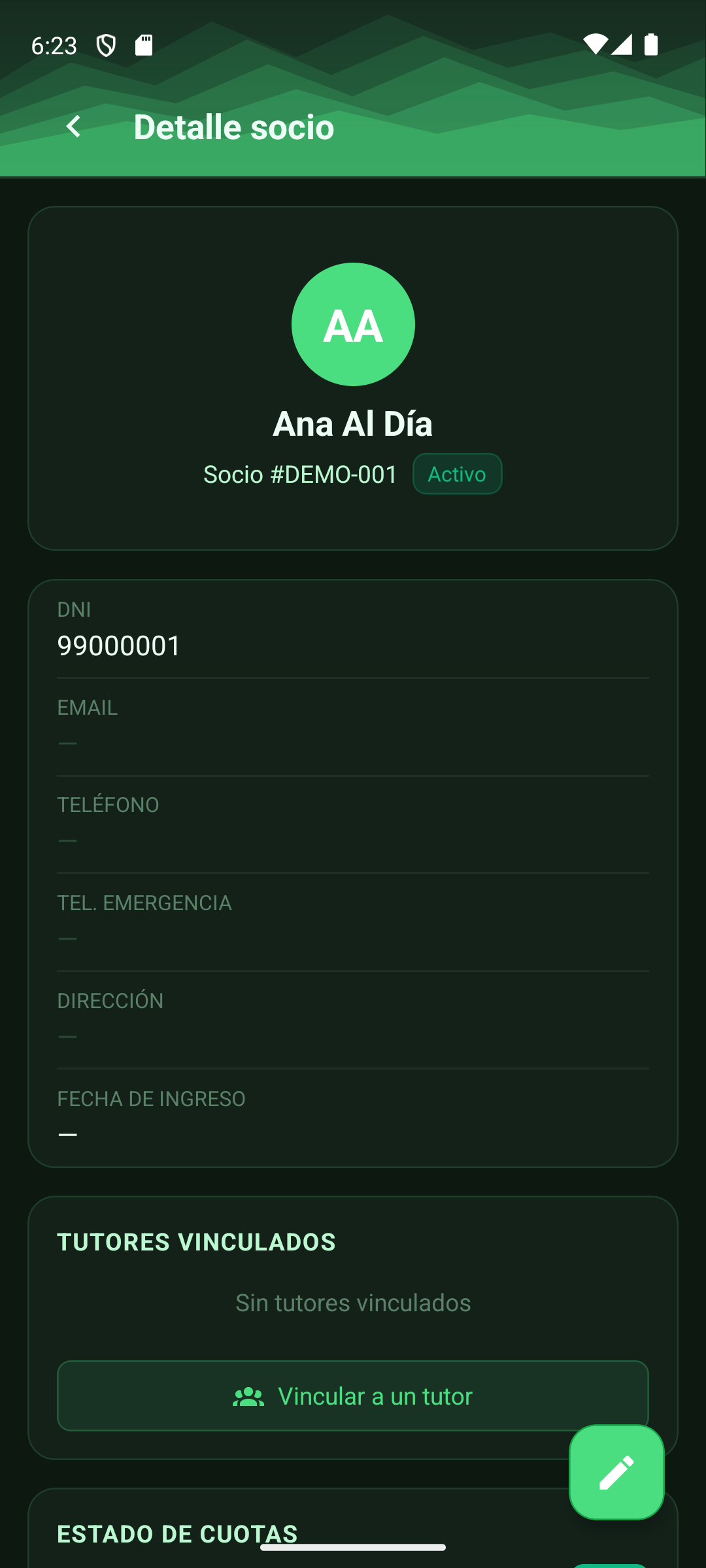 Vincular a un tutor desde la ficha del socio