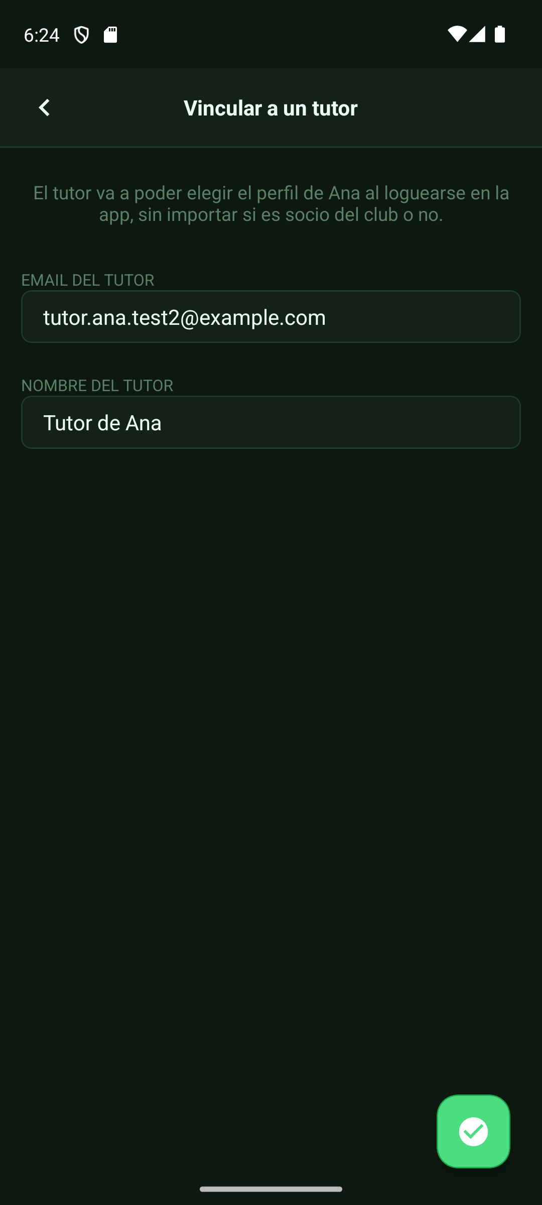 Formulario para vincular un tutor