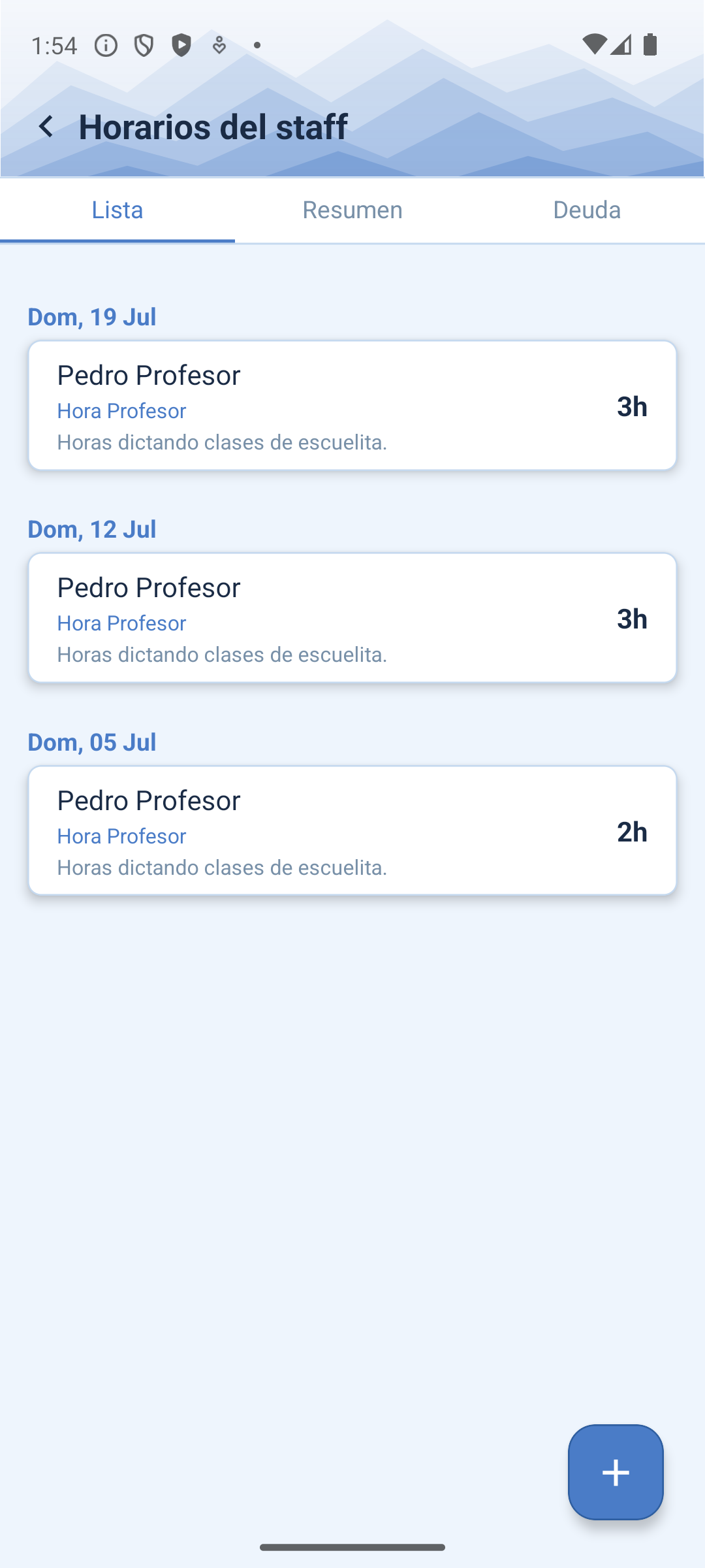 Horas cargadas