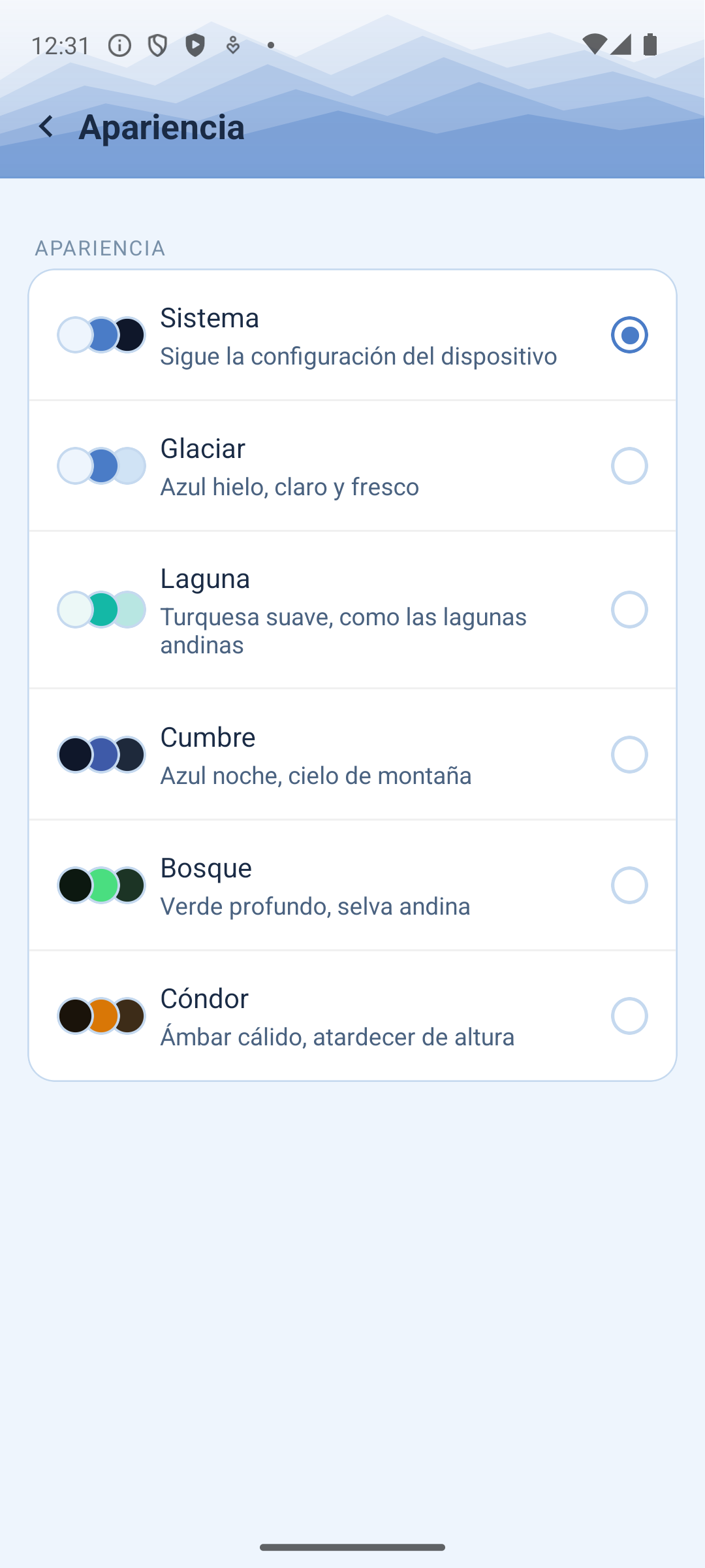 Apariencia: 5 temas de color a elegir