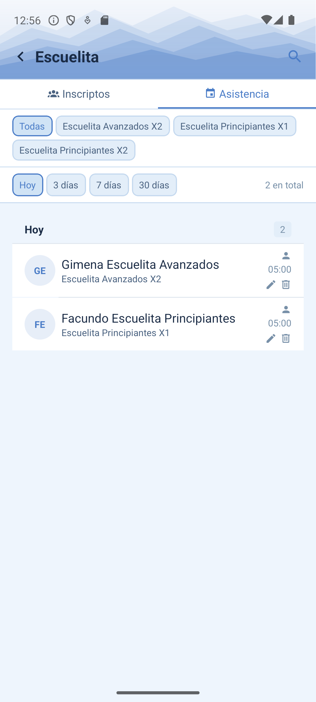 Historial de asistencias