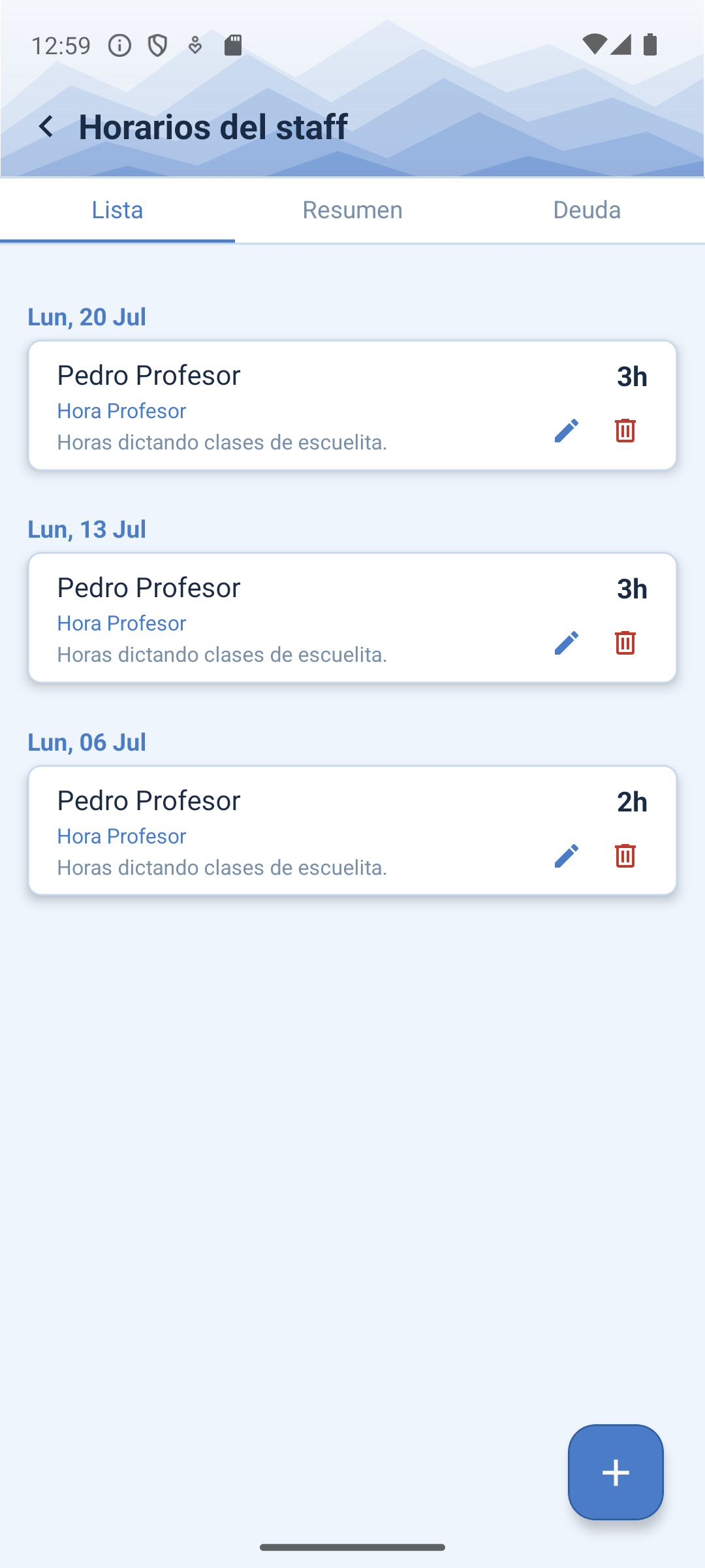 Tus horas cargadas