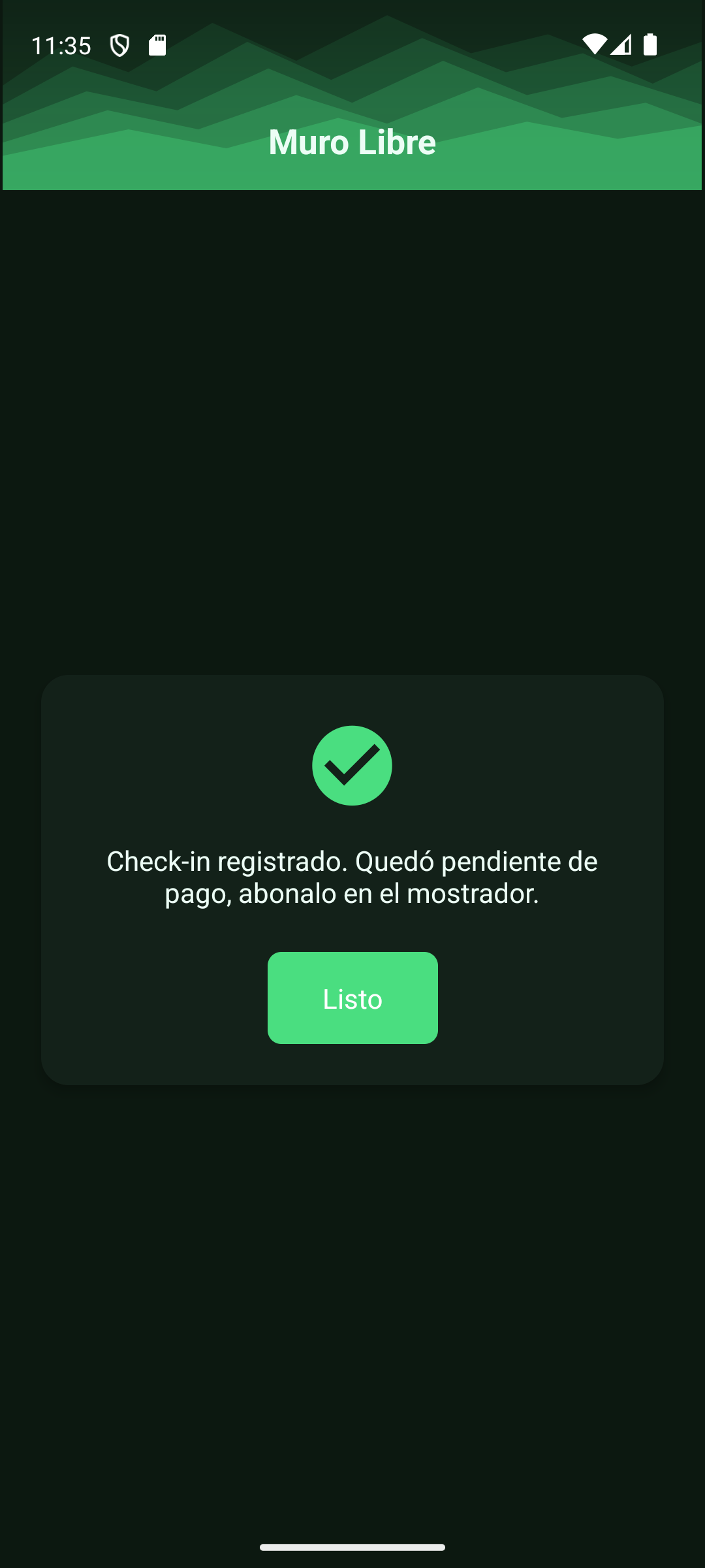 Check-in registrado