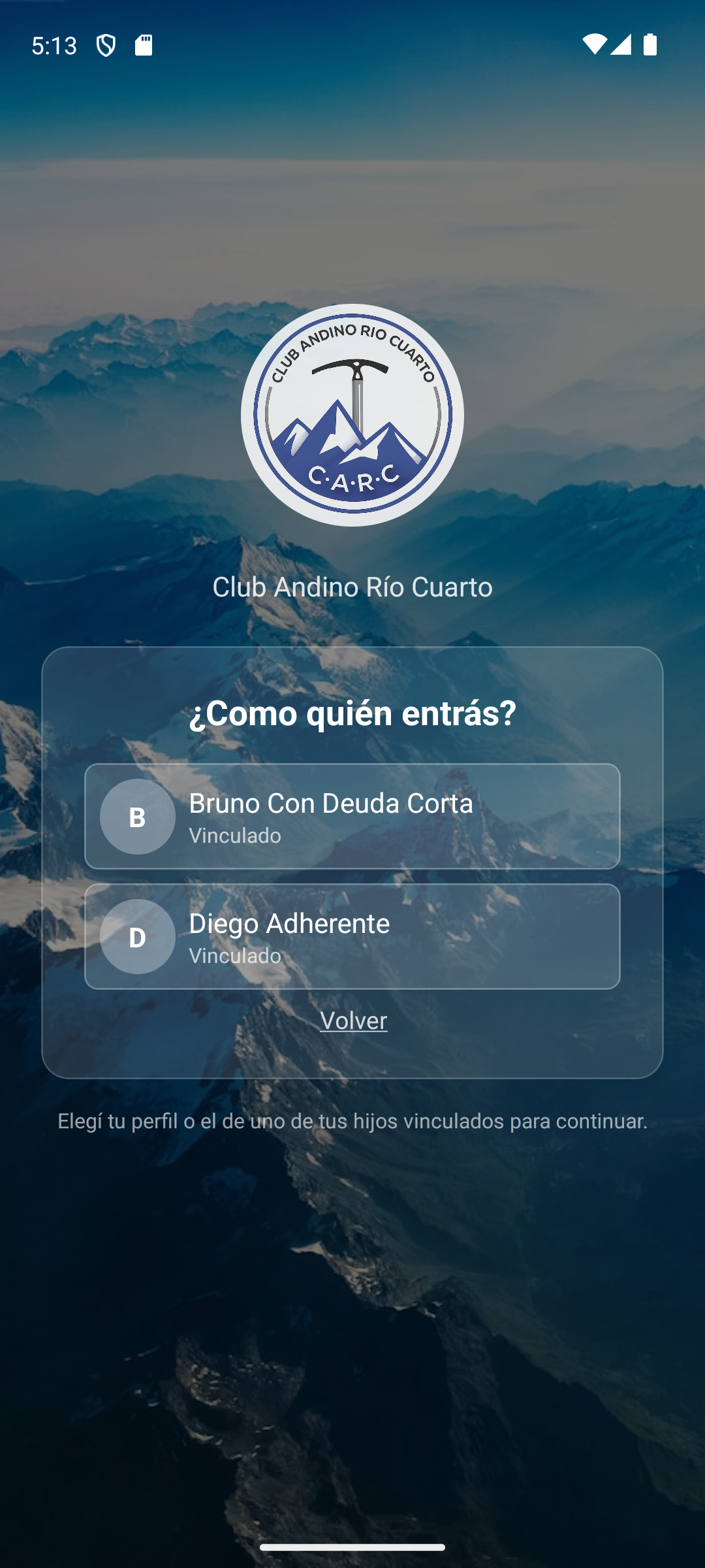 Elegir con qué perfil entrar